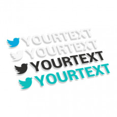 Twitter logo ar tekstu