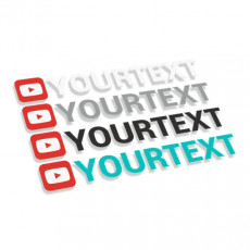 Youtube logo kvadrāts ar tekstu
