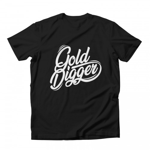 Gold Digger Print T-krekls Melna