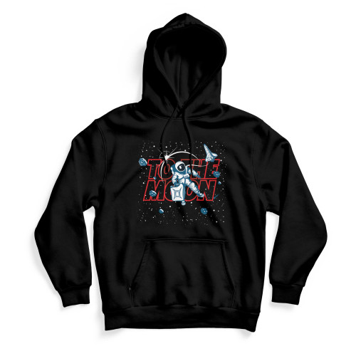 To The Moon Red Hoodie Black