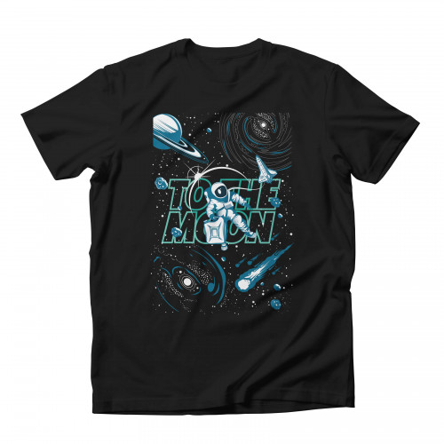 To The Moon Green T-shirt Black