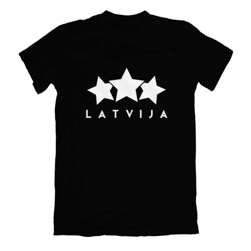Latvija Trīs Zvaigznes T-krekls Melns