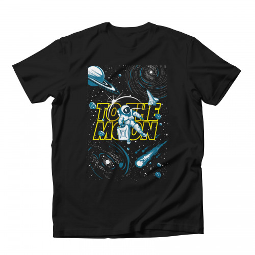 To The Moon Yellow T-shirt Black